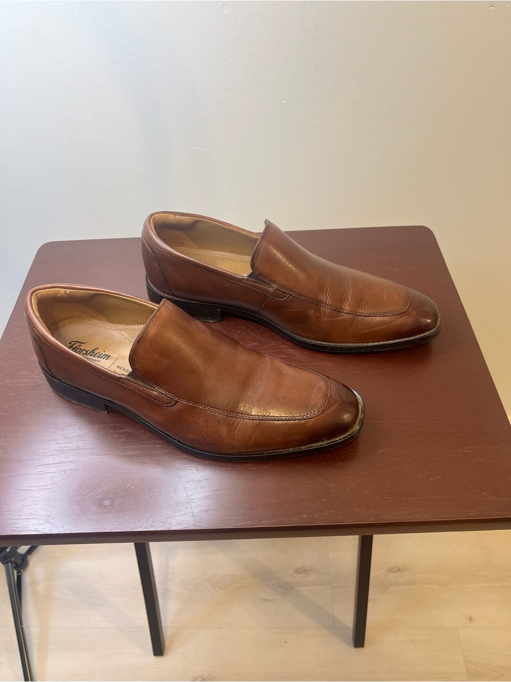 Florsheim Men's Leather Venetian Loafers Brown Cognac Slip On Shoes Size 9